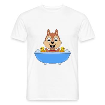 EICHHÖRNCHEN - BADEWANNE - TIER - TIERISCH - Männer T-Shirt - Weiß - Vorne - AI Model Male 178 dark (178cm)