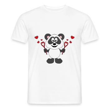 PANDA - BÄR - SEIFENBLASEN - LIEBE - LOVE - Männer T-Shirt - Weiß - Vorne - AI Model Male 178 dark (178cm)