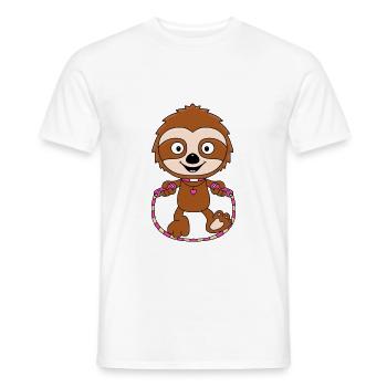 FAULTIER - SPRINGSEIL - TIER - KIND - BABY - SPORT - Männer T-Shirt - Weiß - Vorne - AI Model Male 178 dark (178cm)
