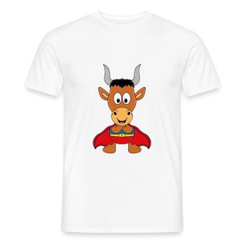 SUPERHELD - STIER - BULLE - TIER - TIERISCH - Männer T-Shirt - Weiß - Vorne - AI Model Male 178 dark (178cm)