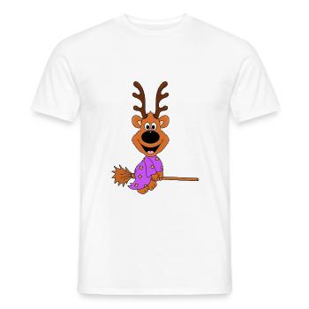 REH - HEXE - HEXENBESEN - FLIEGEN - TIER - Männer T-Shirt - Weiß - Vorne - AI Model Male 178 dark (178cm)
