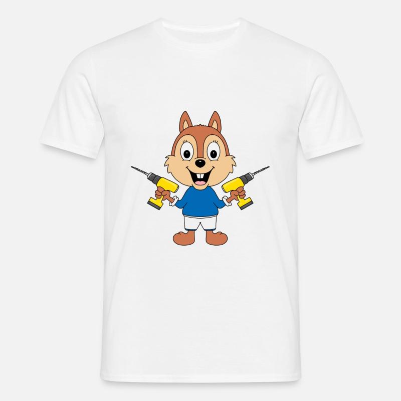 BOHRER - EICHHÖRNCHEN - HANDWERKER - Männer T-Shirt - Weiß