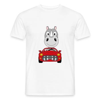 AUTO - NASHORN - CABRIO - TIER - TIERISCH - Männer T-Shirt - Weiß - Vorne - AI Model Male 178 dark (178cm)