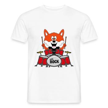 SCHLAGZEUG - BAND - TIER - FUCHS - KIND - BABY - Männer T-Shirt - Weiß - Vorne - AI Model Male 178 dark (178cm)