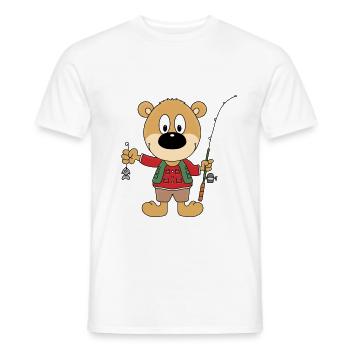 BÄR - TEDDY - ANGLER - ANGELN - FISCHER - TIER - Männer T-Shirt - Weiß - Vorne - AI Model Male 178 dark (178cm)