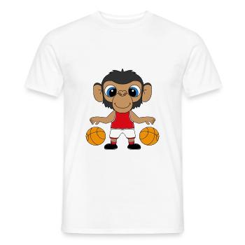 AFFE - BASKETBALL - SPORT - TIER - KIND - BABY - Männer T-Shirt - Weiß - Vorne - AI Model Male 178 dark (178cm)