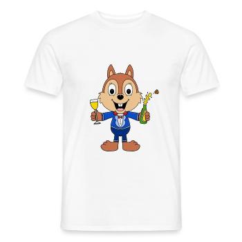 EICHHÖRNCHEN - PARTY - FEIER - SEKT - TIER - Männer T-Shirt - Weiß - Vorne - AI Model Male 178 dark (178cm)