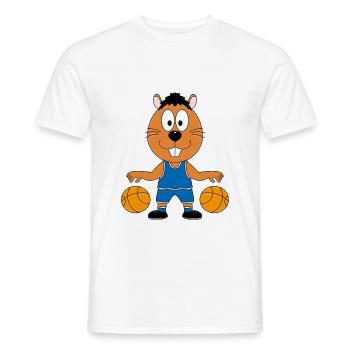 BASKETBALL - SPORT - BIBER - TIER - KIND - BABY - Männer T-Shirt - Weiß - Vorne - AI Model Male 178 dark (178cm)