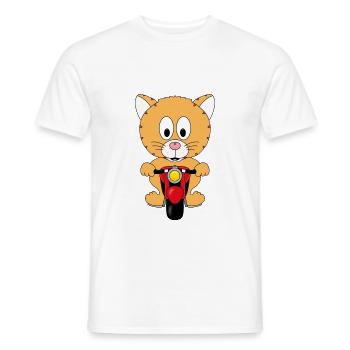 MOTORRAD - BIKER - KATZE - TIER - KIND - BABY - Männer T-Shirt - Weiß - Vorne - AI Model Male 178 dark (178cm)