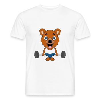 BODYBUILDING - FITNESS - TEDDY - BÄR - SPORT - Männer T-Shirt - Weiß - Vorne - AI Model Male 178 dark (178cm)