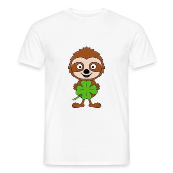 KLEEBLATT - FAULTIER - TIER - KIND - BABY - GLÜCK - Männer T-Shirt - Weiß - Vorne - AI Model Male 178 dark (178cm)