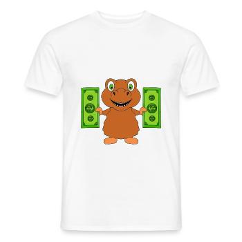 DINO - DINOSAURIER - GELD - MONEY - GELDSCHEINE - Männer T-Shirt - Weiß - Vorne - AI Model Male 178 dark (178cm)