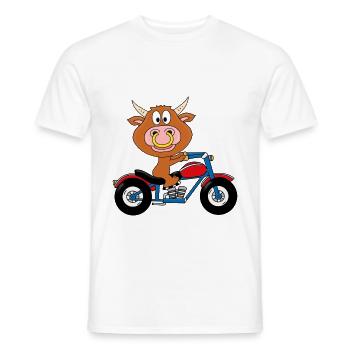 BULLE - STIER - KUH - RIND - MOTORRAD - BIKER - Männer T-Shirt - Weiß - Vorne - AI Model Male 178 dark (178cm)