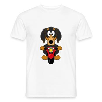 DACKEL - DACHSHUND - TECKEL - HUND - MOTORRAD - Männer T-Shirt - Weiß - Vorne - AI Model Male 178 dark (178cm)