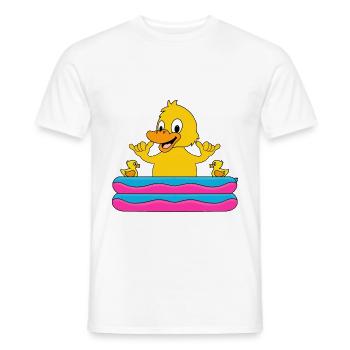 POOL - PLANSCHBECKEN - KÜKEN - ENTE - SHAKA - Männer T-Shirt - Weiß - Vorne - AI Model Male 178 dark (178cm)