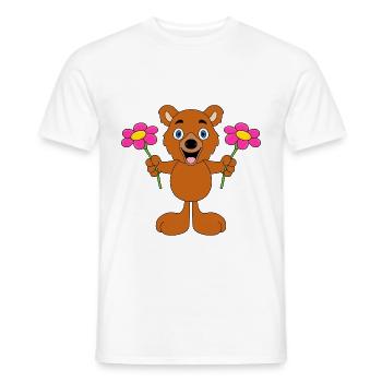 BÄR - BLUMEN - TIER - KIND - BABY - GARTEN - FUN - Männer T-Shirt - Weiß - Vorne - AI Model Male 178 dark (178cm)