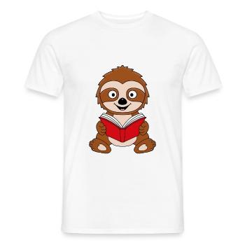 FAULTIER - LESEN - BUCH - GESCHICHTE - TIER - Männer T-Shirt - Weiß - Vorne - AI Model Male 178 dark (178cm)