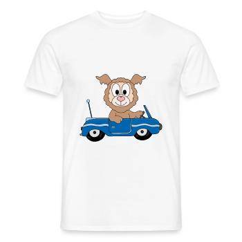 AUTO - LAMA - ALPAKA - TIER - AUTOFAHRER - FUN - Männer T-Shirt - Weiß - Vorne - AI Model Male 178 dark (178cm)
