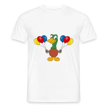 ENTE - LUFTBALLONS - GEBURTSTAG - VOGEL - TIER - Männer T-Shirt - Weiß - Vorne - AI Model Male 178 dark (178cm)