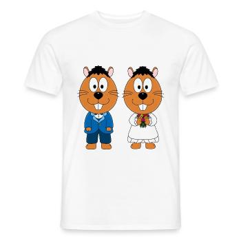 BIBER - HOCHZEIT - OTTER - BRAUTPAAR - LIEBE - Männer T-Shirt - Weiß - Vorne - AI Model Male 178 dark (178cm)