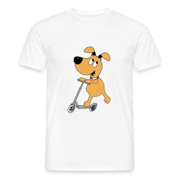 ROLLER - SCOOTER - HUND - TIER - TIERISCH - GUT - Männer T-Shirt - Weiß - Vorne - AI Model Male 178 dark (178cm)