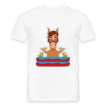 POOL - SHAKA - PLANSCHBECKEN - SOMMER - PFERD - Männer T-Shirt - Weiß - Vorne - AI Model Male 178 dark (178cm)