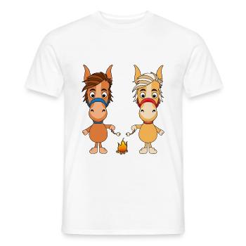 PFERDE - PONY - LAGERFEUER - MARSHMALLOWS - TIERE - Männer T-Shirt - Weiß - Vorne - AI Model Male 178 dark (178cm)