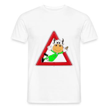 FUßBALL - TORWART - KUH - FLIEGENFÄNGER - SPORT - Männer T-Shirt - Weiß - Vorne - AI Model Male 178 dark (178cm)