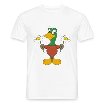ENTE - BLUMEN - TIER - VOGEL - KINDER - BABY - Männer T-Shirt - Weiß - Vorne - AI Model Male 178 dark (178cm)