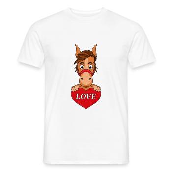 LIEBE - HERZ - PFERD - PONY - REITEN - TIER - KIND - Männer T-Shirt - Weiß - Vorne - AI Model Male 178 dark (178cm)