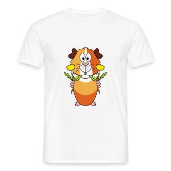 BLUMEN - MEERSCHWEINCHEN - TIER - LIEBE - Männer T-Shirt - Weiß - Vorne - AI Model Male 178 dark (178cm)
