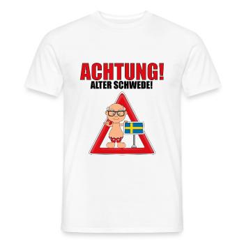 ACHTUNG! ALTER SCHWEDE! - Männer T-Shirt - Weiß - Vorne - AI Model Male 178 dark (178cm)