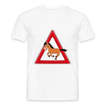 ACHTUNG PFERD - Männer T-Shirt - Weiß - Vorne - AI Model Male 178 dark (178cm)