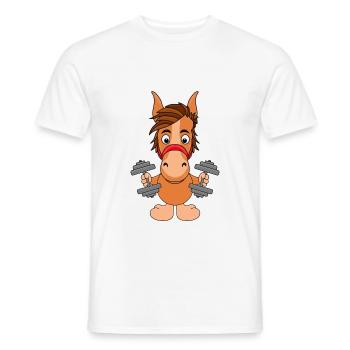 PFERD - PONY - FITNESS - Männer T-Shirt - Weiß - Vorne - AI Model Male 178 dark (178cm)