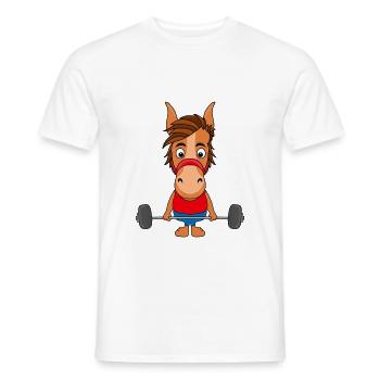 GEWICHTHEBER - PFERD - Männer T-Shirt - Weiß - Vorne - AI Model Male 178 dark (178cm)