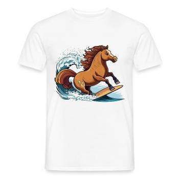 Surfing Horse - Men's T-Shirt - white - Front - AI Model Male 178 dark (178cm)