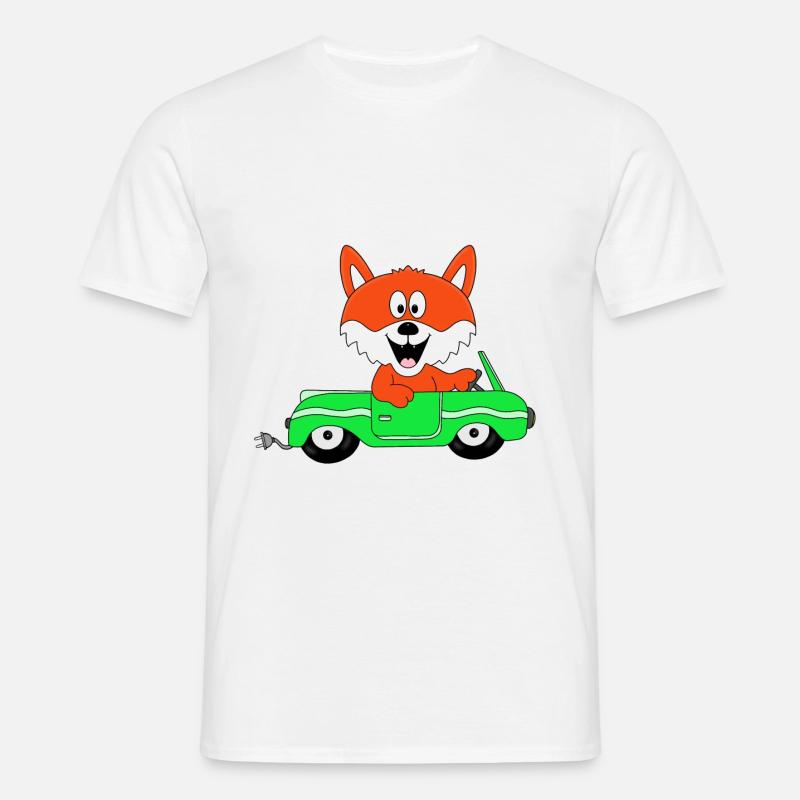 FUCHS - E-AUTO - Männer T-Shirt - Weiß
