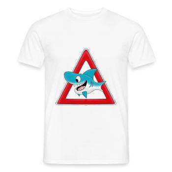 ACHTUNG HAI - Männer T-Shirt - Weiß - Vorne - AI Model Male 178 dark (178cm)