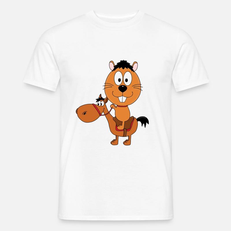REITEN - PFERD - PONY - BIBER - OTTER - Männer T-Shirt - Weiß