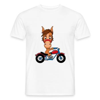 PFERD - PONY - BIKER - Männer T-Shirt - Weiß - Vorne - AI Model Male 178 dark (178cm)