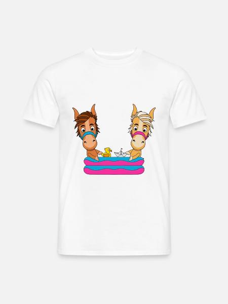 PFERDE - PONYS - PLANSCHBECKEN - TIERE - Männer T-Shirt - Weiß