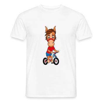 PFERD - PONY - FAHRRAD - RAD - TIER - Männer T-Shirt - Weiß - Vorne - AI Model Male 178 dark (178cm)