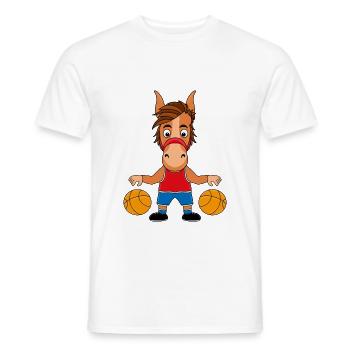 BASKETBALL - SPORT - PFERD - PFERDE - TIER - Männer T-Shirt - Weiß - Vorne - AI Model Male 178 dark (178cm)