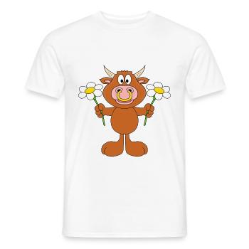 BULLE - RIND - STIER - KUH - BLUMEN - TIER - LIEBE - Männer T-Shirt - Weiß - Vorne - AI Model Male 178 dark (178cm)