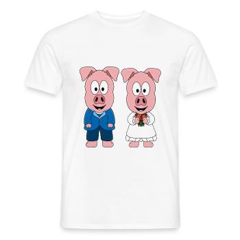 HOCHZEIT - BRAUTPAAR - LIEBE - SCHWEINE - SCHWEIN - Männer T-Shirt - Weiß - Vorne - AI Model Male 178 dark (178cm)