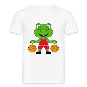 BASKETBALL - SPORT - DINO - DINOSAURIER - KINDER - Männer T-Shirt - Weiß - Vorne - AI Model Male 178 dark (178cm)