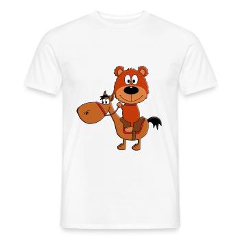 PONY - PFERD - REITEN - TEDDY - BÄR - TEDDYBÄR - Männer T-Shirt - Weiß - Vorne - AI Model Male 178 dark (178cm)