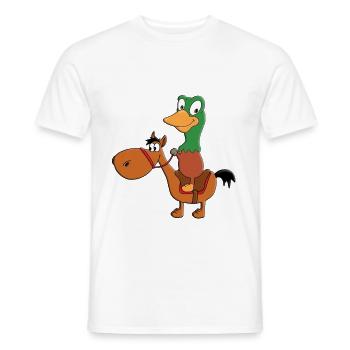 REITEN - PFERD - PONY - ENTE - ERPEL - REITER - Männer T-Shirt - Weiß - Vorne - AI Model Male 178 dark (178cm)
