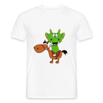 DRACHE - REITEN - PFERD - PFERDE - PONY - PONYS - Männer T-Shirt - Weiß - Vorne - AI Model Male 178 dark (178cm)