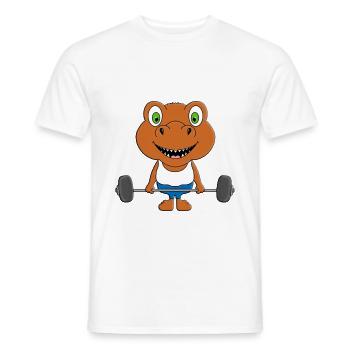 GEWICHTHEBER - DINO - DINOSAURIER - FITNESS - TIER - Männer T-Shirt - Weiß - Vorne - AI Model Male 178 dark (178cm)